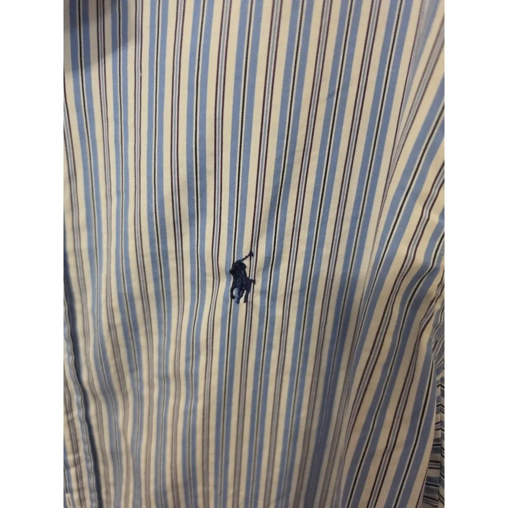 Ralph Lauren Polo Dress Shirt Classic Fit Mens Size 17 Blue and White Stripes